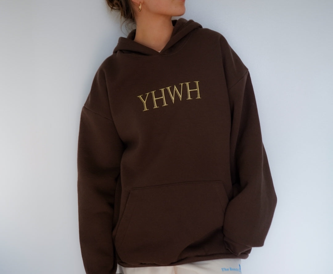 YHWH UNISEX BROWN HOODIE
