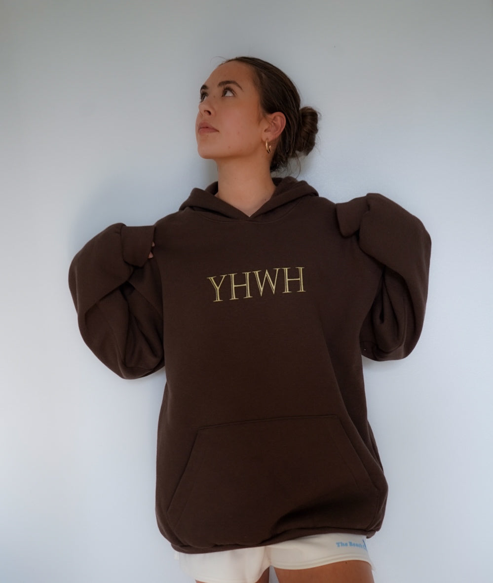 YHWH UNISEX BROWN HOODIE