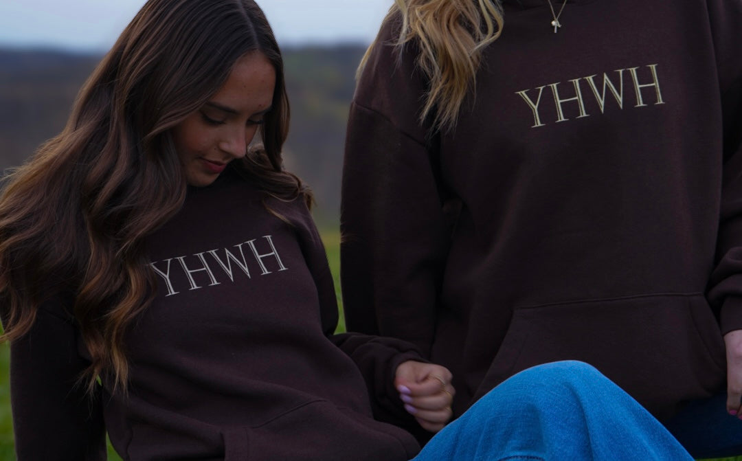 YHWH UNISEX BROWN HOODIE