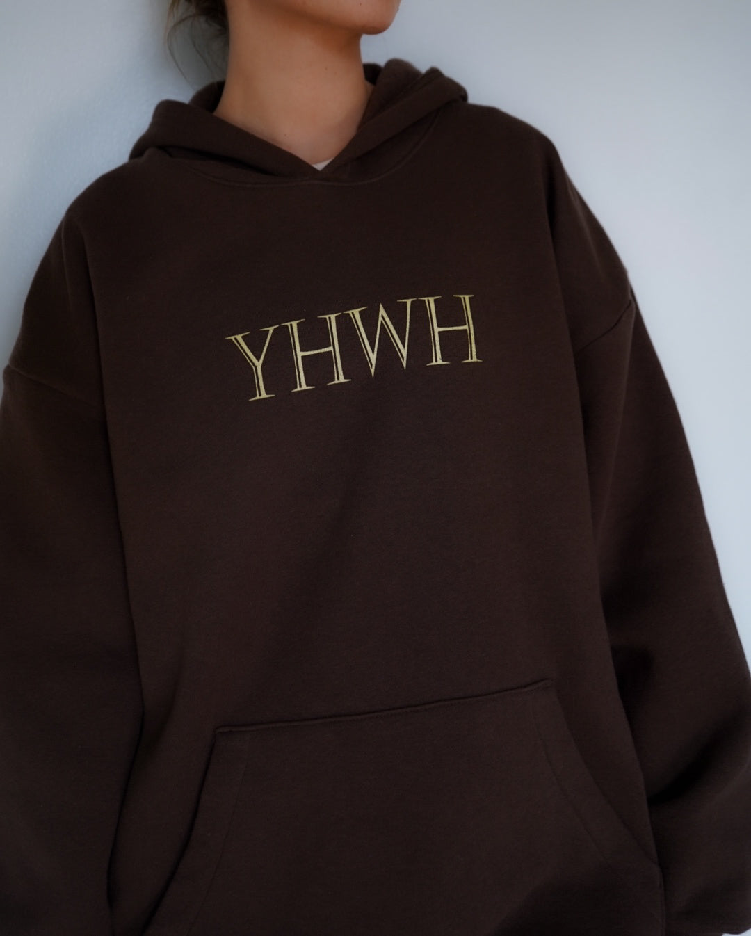 YHWH UNISEX BROWN HOODIE