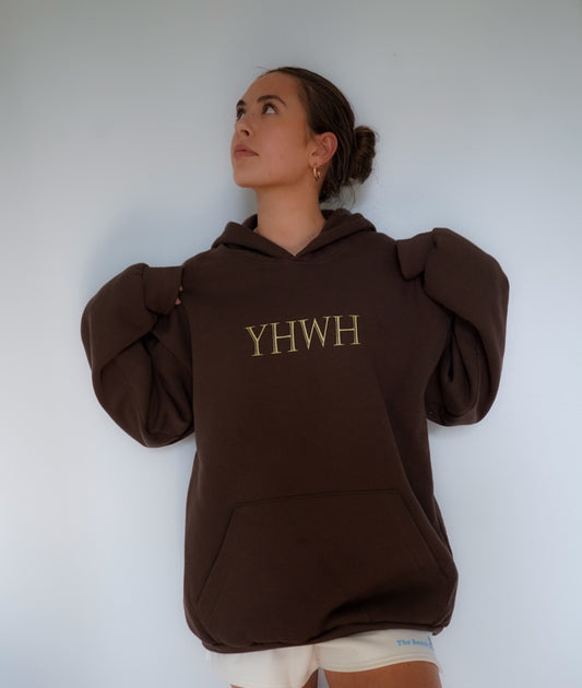 YHWH UNISEX BROWN HOODIE