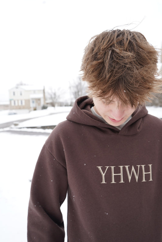 YHWH Brown Hoodie